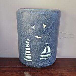 KIVA Lighting new  Blue Ceramic Wall Sconce wet outside sailboat lighthouse